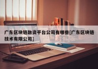 广东区块链融资平台公司有哪些[广东区块链技术有限公司]